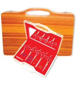 Barber Scissor Kit with wooden box.