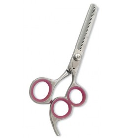 Professional Thinning Scissor. One Blade Teeth and One Blade Razor. Mirror Finish. Three Rings.