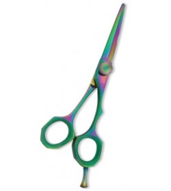 Professional Hair Cutting Scissor with razor edge. Multicolor Coating. Three Rings with screw adjust