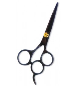 Professional Hair Cutting Scissor with razor edge. Black Color Coating. Three Rings.